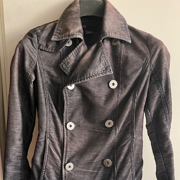 Diesel Black Brown Corduroy Double Breasted Short Jacket Vintage Pristine - Picture 6 of 13